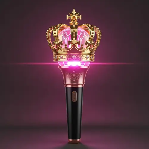 K-Pop Lightstick with Crown - Pink Gold & Black