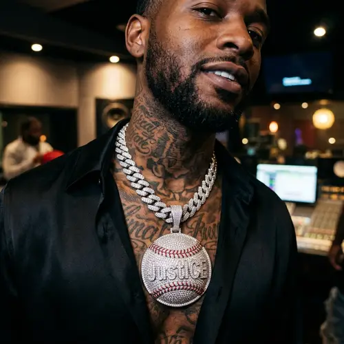 JustICE Silver Iced Out Rapper Chain Pendant