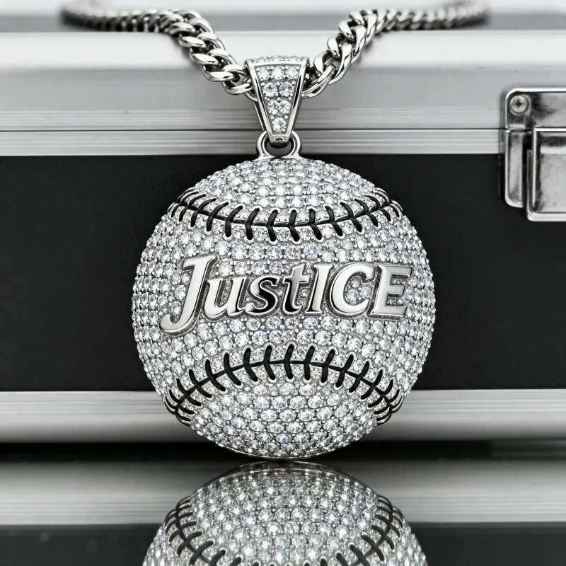 JustICE Silver Iced Out Rapper Chain Pendant