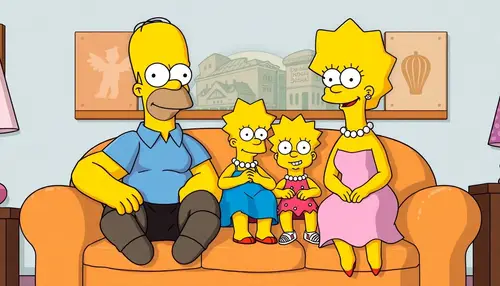 The Simpsons Family - Iconic Cartoon Couch Art