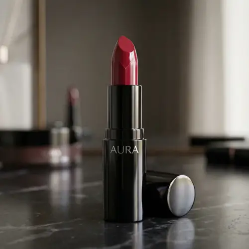 Luxurious Red Lipstick | Elegant Black Tube | Subtle Textures