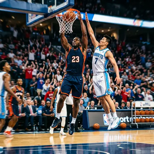 High-Energy Basketball Match on Vibrant Court