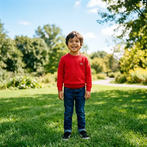 Young Hispanic Boy in Red Sweater | Outdoor Portrait