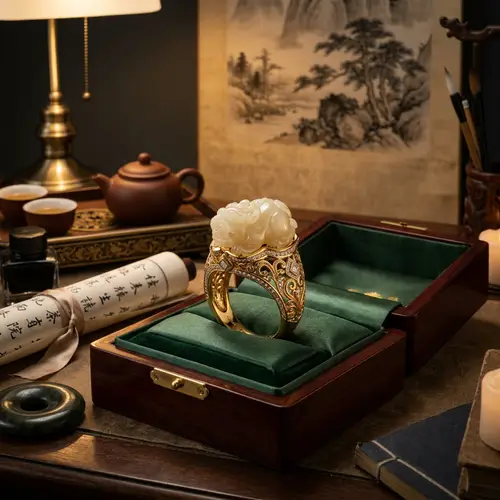 Luxury Hetian Jade Pixiu Ring Design