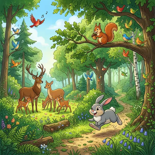 Pixar Disney Animation: Joyful Woodland Animal Scene