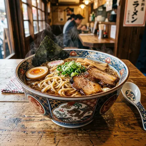Delicious Ramen in an Ornate Bowl