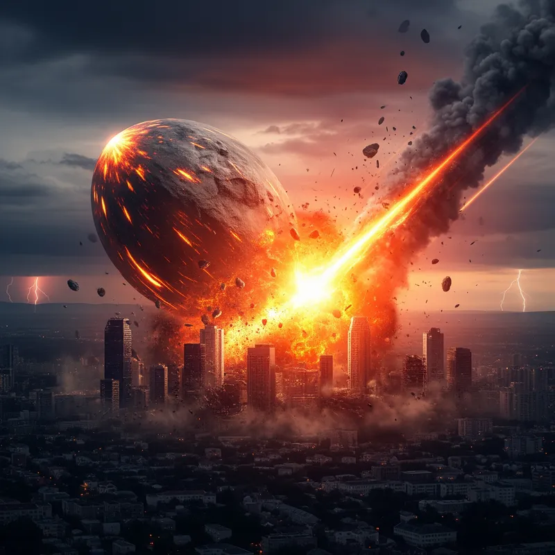 Giant Meteor Strikes Earth: Apocalyptic Scene