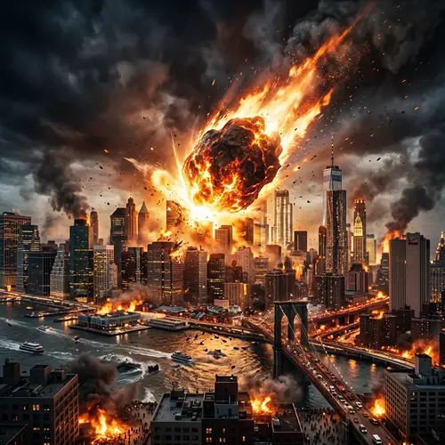 Giant Meteor Strikes Earth: Apocalyptic Scene