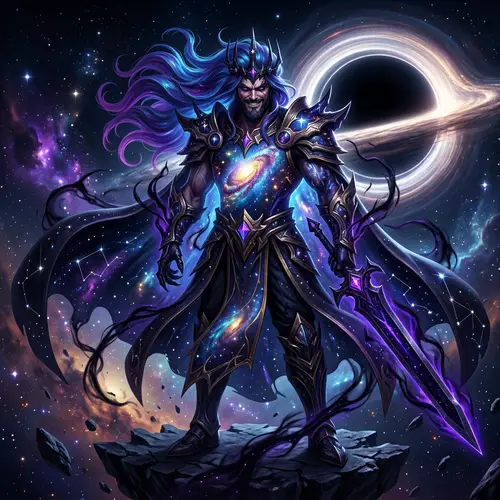 Male Anti-Hero Character | Cosmic Emperor with Galaxy Design