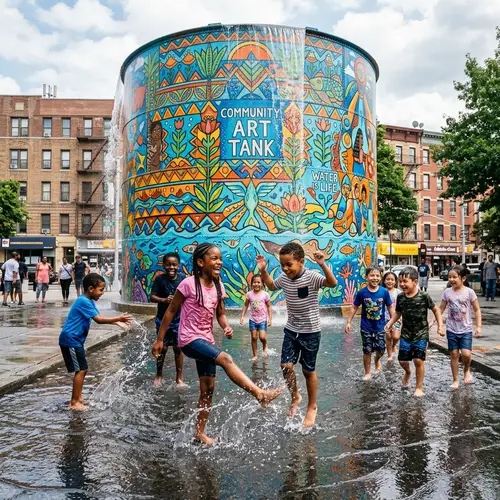Urban Water Tank - Colorful Patterns and Joyful Children