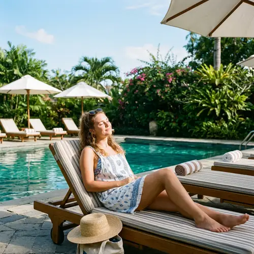 Young Woman in Tiny Bikini by Pool | Summer Vibes
