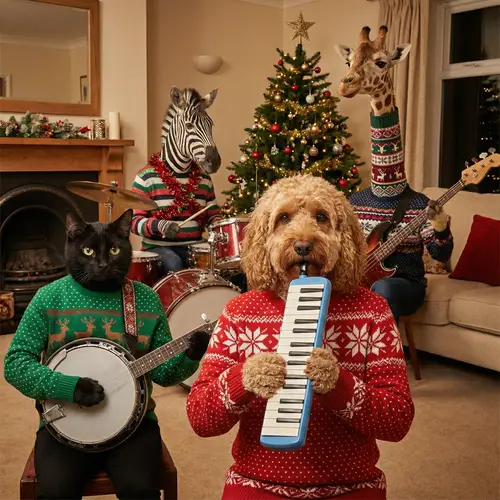 Festive Fantasy: Pets Jamming in Christmas Jumpers