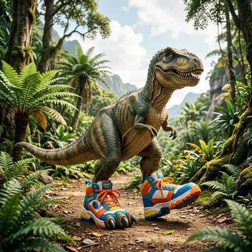 Dinosaur Wearing Shoes - Fun and Creative Designs