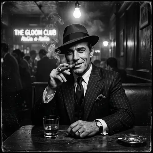 Noir Portrait of a Charismatic Italian Gangster