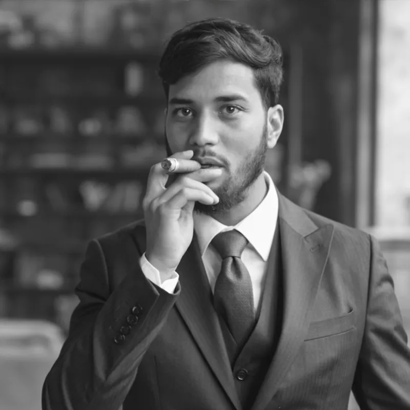 Noir Portrait of a Charismatic Italian Gangster