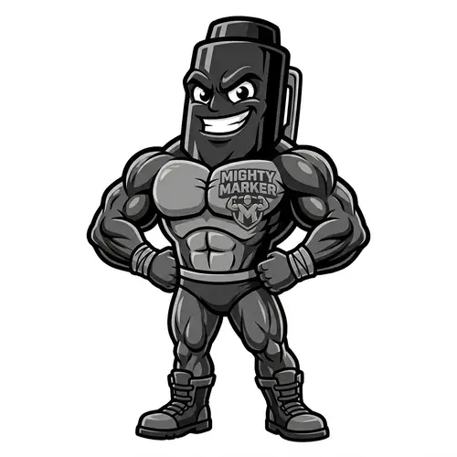 Strong and Confident Marker Mascot Character