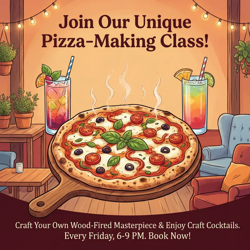 Vibrant Pizza-Making Class with Colorful Cocktails Experience