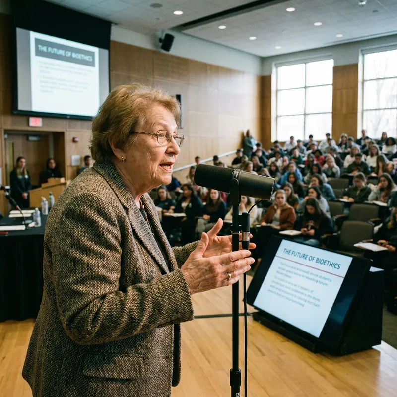 Professor Speaking into a Microphone
