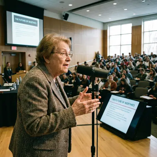 Professor Speaking into a Microphone