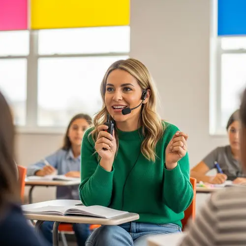 Professor Speaking into a Microphone