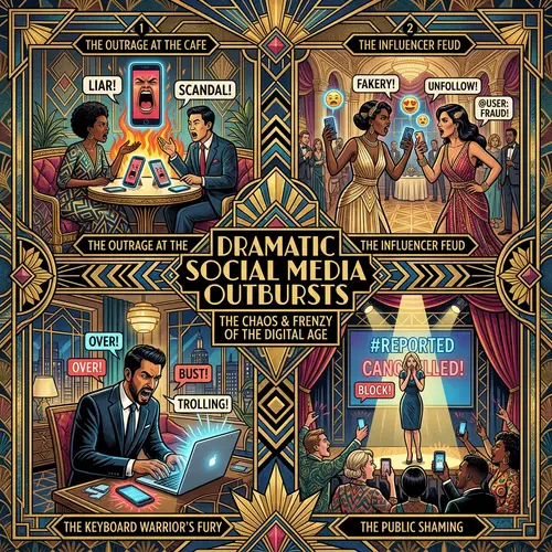 Dramatic Social Media Outbursts in Art Deco Style