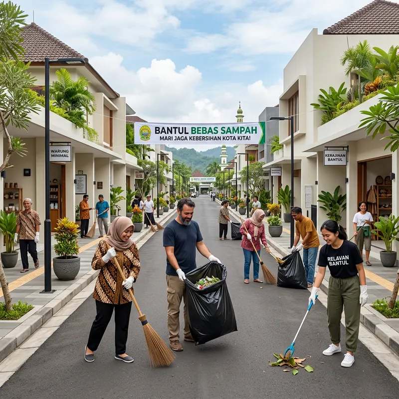 Bantul Clean Streets - Minimalist Townscape | Litter-Free Initiative