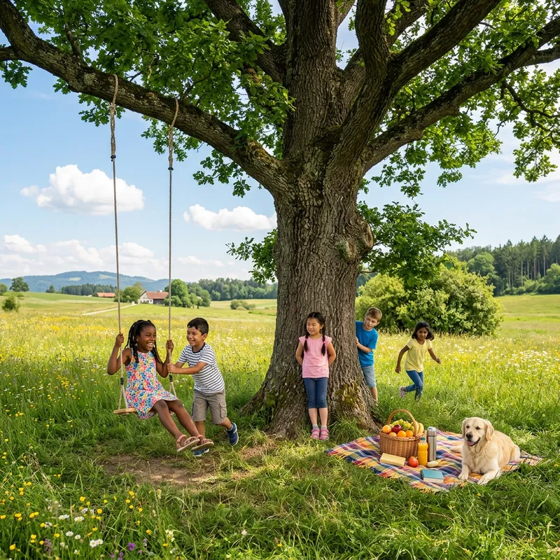 Serene Oak Tree Setting | Engaging Outdoor Activity