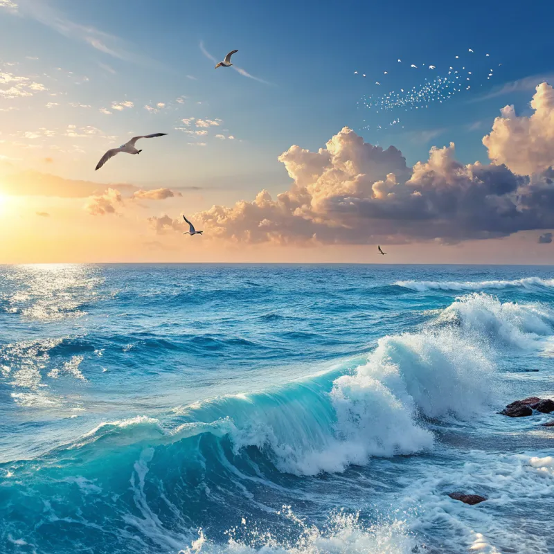 Breathtaking Seascape: Sunset Over the Tranquil Sea Breathtaking Seascape: Sunset Over the Tranquil Sea