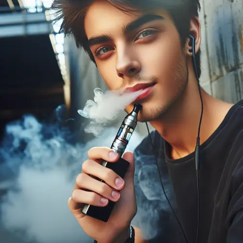 Young Individual Using Electronic Cigarette