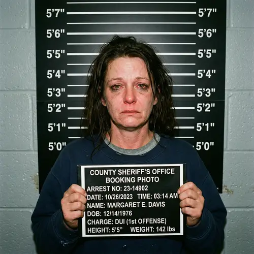 Realistic DUI Mugshot of Middle Age Woman