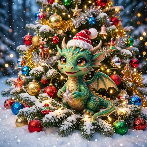 Enchanting Dragon Amid Christmas Festivity | Winter Wonderland