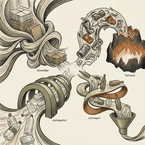 Abstract Recycling Methods for Paper, Plastic, Metal & Glass