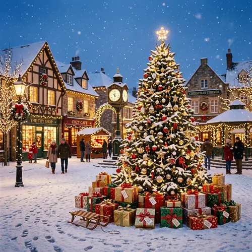 Magical Christmas Town Square: Joyful Holiday Scene