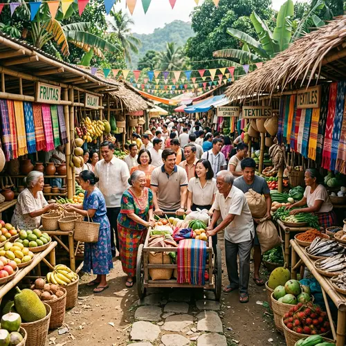Colorful Traditional Filipino Market with Diverse Vendors