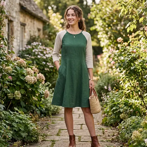 Stylish Aline Dress with Raglan Sleeves