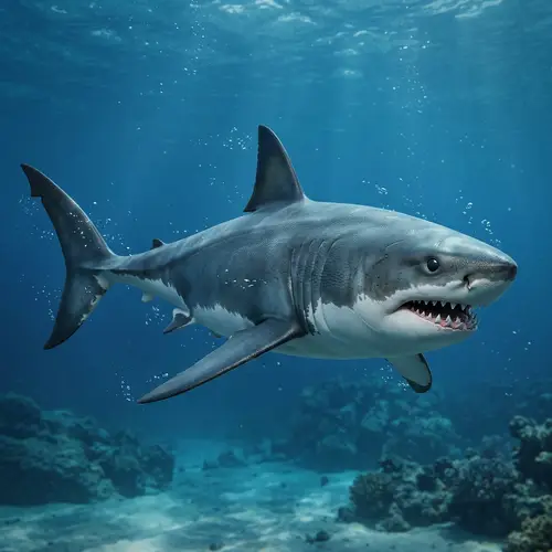 3D Shark Model: Streamlined Body, Tooth-like Scales & Sharp Teeth
