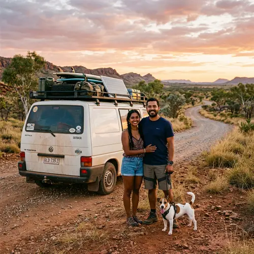 Couple Traveling Australia with Jack Russell Dog