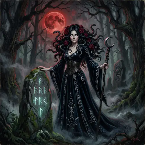 Enigmatic Goddess Lilith: Dark Oil Painting