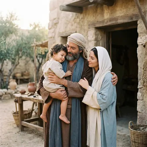 Religious Family Portrait: Joseph, Mary, and Child Jesus
