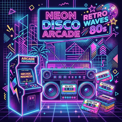 80's Neon Theme Retro Remix Illustration