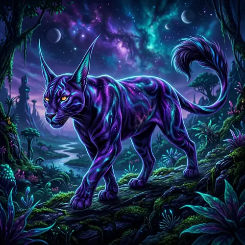 Alien Panther: Blue, Purple, and Teal Colors