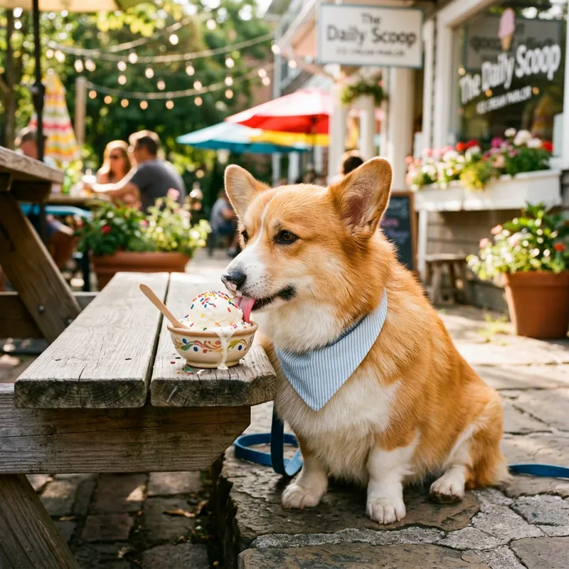 Cute Corgi with Ice-Cream | Adorable Dog Enjoying Treat Cute Corgi with Ice-Cream | Adorable Dog Enjoying Treat