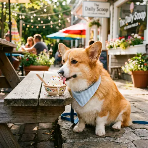 Cute Corgi with Ice-Cream | Adorable Dog Enjoying Treat