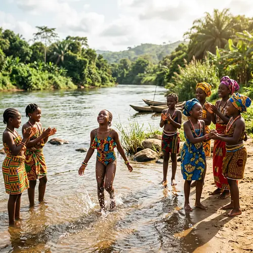 Serenity of a River: Black Girls Rejoicing in Traditional Attire