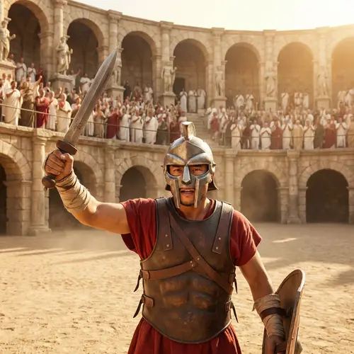 Asian Gladiator in Ancient Roman Arena