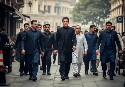 Imran Khan Walking with Security Protocol