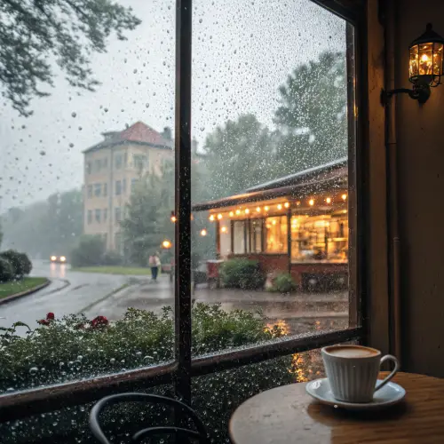 Cozy Café Views: Rainy Day Inspiration