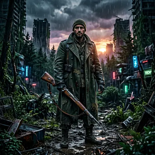 Post-Apocalyptic Military Scene: Cyberpunk Forest