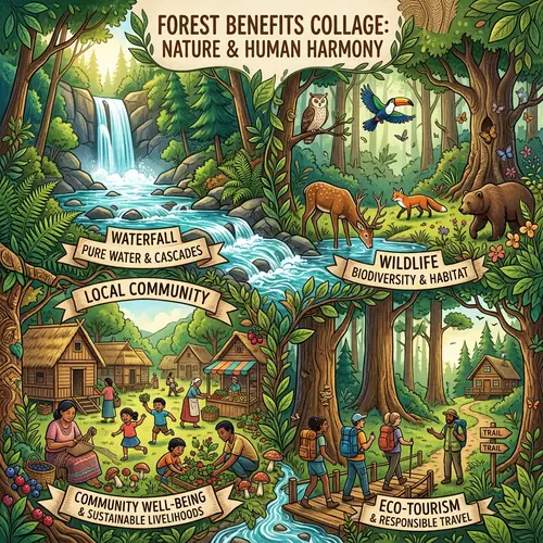 Explore Forest Benefits: Waterfalls & Wildlife