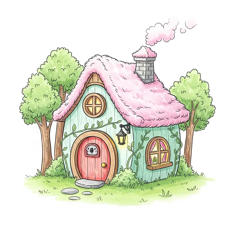 Cute Cozy Kawaii Koala House Drawing